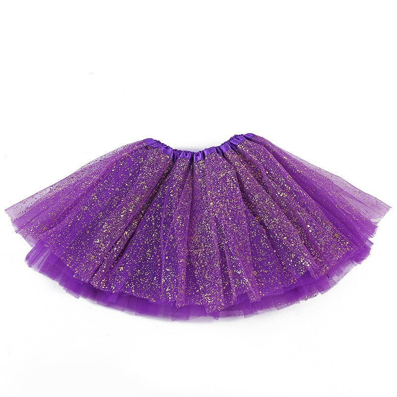 Adult hot mesh tutu skirt 2024 street fashion solid color skirt Polyester Gold/Silver  stamping dance skirt
