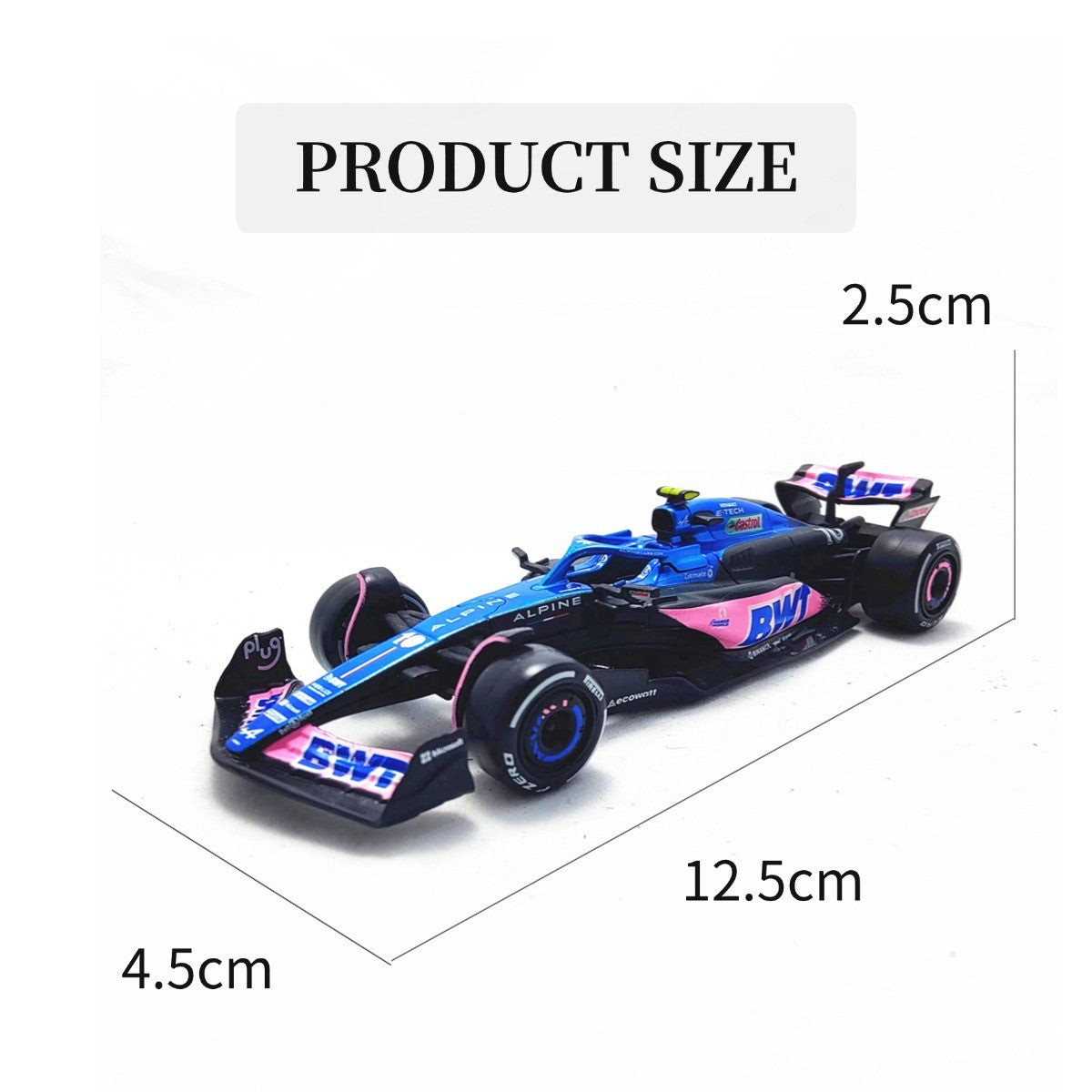 Bburago BWT Alpine A523 #10 Pierre Gasly F1 Modelo de Carro, Escala 1:43 Fórmula 1 Equipe Francesa de Corrida Miniatura Colecionável Brinquedo