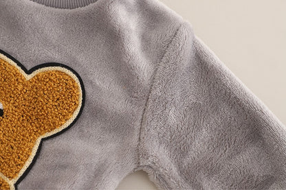 Autumn Winter Baby Boys Homewear Sets Fashion Cartoon Bear Flannel Fleece Clothes for 1-6 Years Kids Sleepwear Children Pajamas