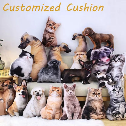 Travesseiro Personalizado Novo de Inverno com Foto Almofada de Cachorro e Gato 3D com Estampa de Desenho Animado de Animais para Sofá e Cama Decorações Presentes de Aniversário Exclusivos