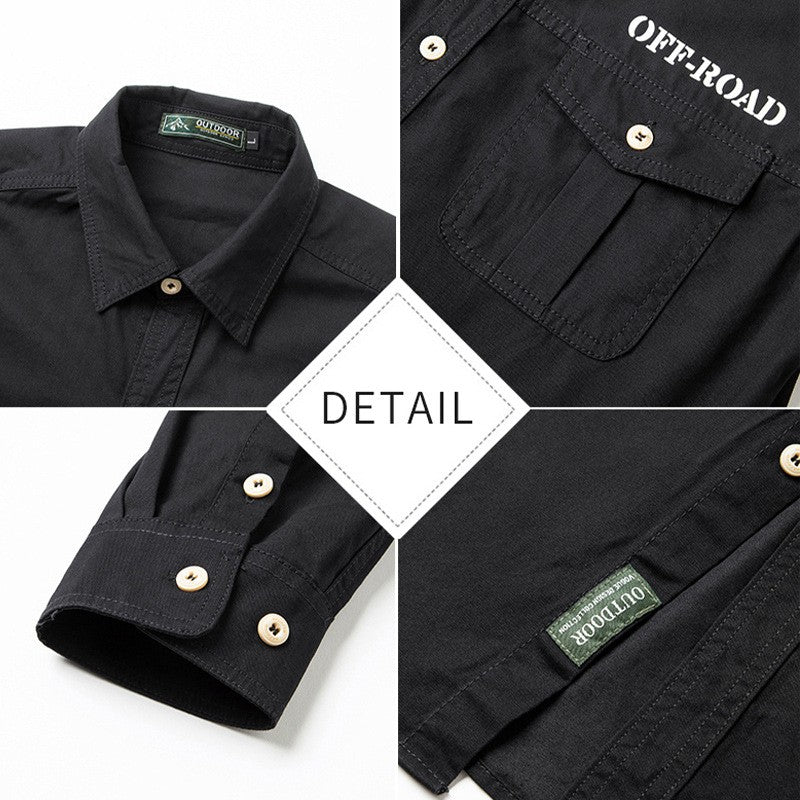 Men Outdoor Multi Pockets Long Sleeved Cargo Shirts High Quality Man Cotton Loose Shirts New Spring  Male Casual Shirts Size 5XL