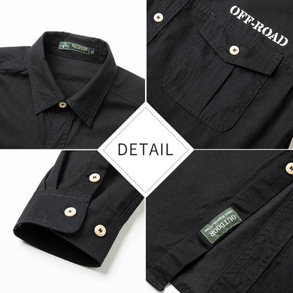 Men Outdoor Multi Pockets Long Sleeved Cargo Shirts High Quality Man Cotton Loose Shirts New Spring  Male Casual Shirts Size 5XL