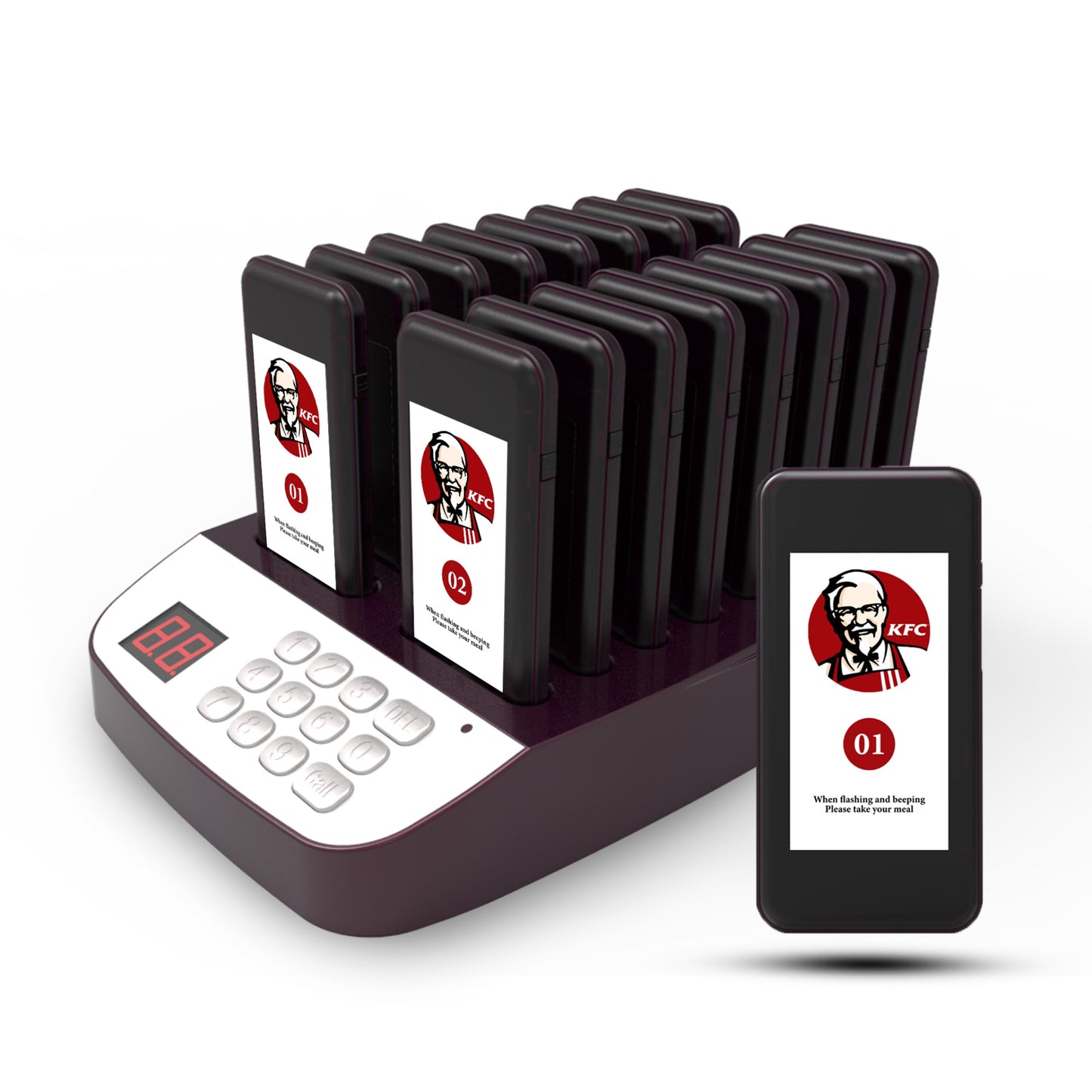 Waterproof 16 Pager System for Restaurants Hotels Food Trucks & Church Nursery with Vibration Flashing Buzzer & Call Features