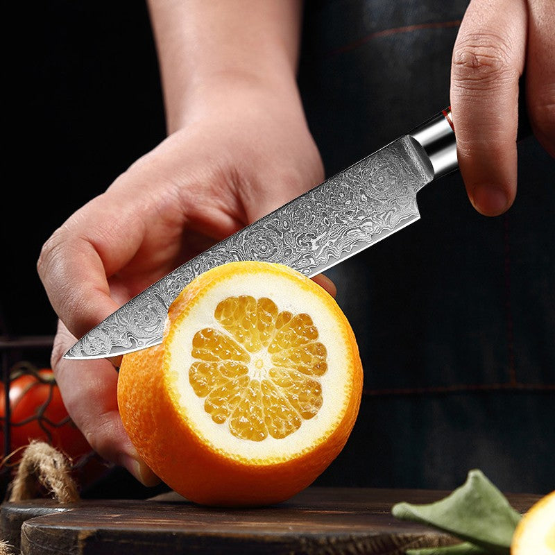 Conjunto de Facas de Cozinha 1-7 Peças, Aço Damasco Ultra Afiado para Chefe, Pão, Santoku, Desossar, Utilitárias, Lâmina com Padrão de Rosa Cabo G10 Azul