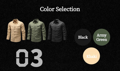 Spring Autumn Men Long Sleeved Shirt Men Tactical Work Shirts Tops Outdoor Multi-pocket Quick Drying Hiking Fishing Cargo Shirts