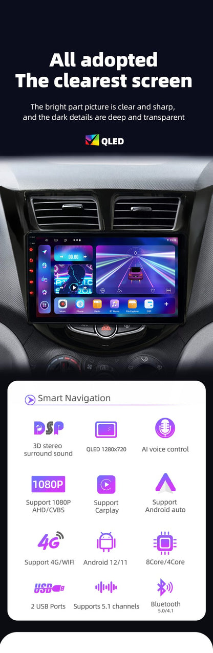Android 12 Car Radio For Hyundai Solaris Verna Accent 1 2010 - 2016 Multimedia Video Player Navigaion GPS 2 din 4G DVD Head unit