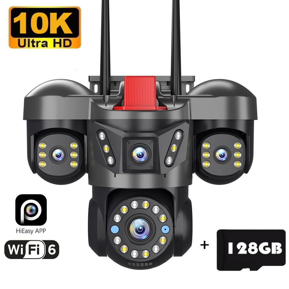 10K 20MP UHD Outdoor WiFi IP Camera Four Len Four Screen 360° 16X Zoom PTZ Security Cam Auto Tracking CCTV Wireless Surveillance