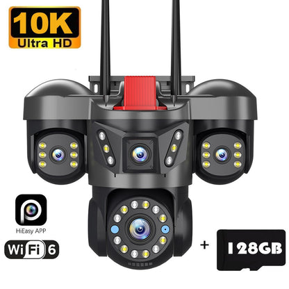 10K 20MP UHD Outdoor WiFi IP Camera Four Len Four Screen 360° 16X Zoom PTZ Security Cam Auto Tracking CCTV Wireless Surveillance