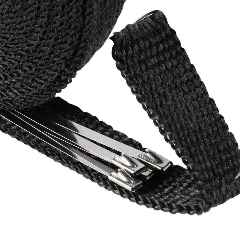 5M Roll Fiberglass Heat Shield Motorcycle Exhaust Thermal Tape Header Pipe Heat Wrap Tape Thermal Protection with Stainless Ties