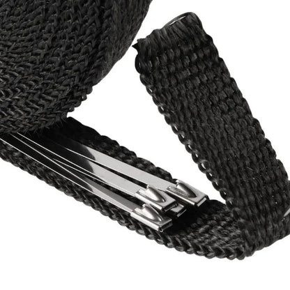 5M Roll Fiberglass Heat Shield Motorcycle Exhaust Thermal Tape Header Pipe Heat Wrap Tape Thermal Protection with Stainless Ties