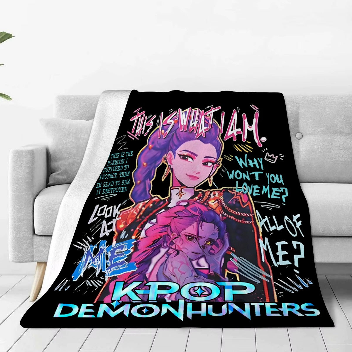 Huntrix Blankets K pop Demon Hunters Zoey Rumi Mira Soft Warm Throw Blanket Winter Kids Couch Bed Fluffy Bedspread