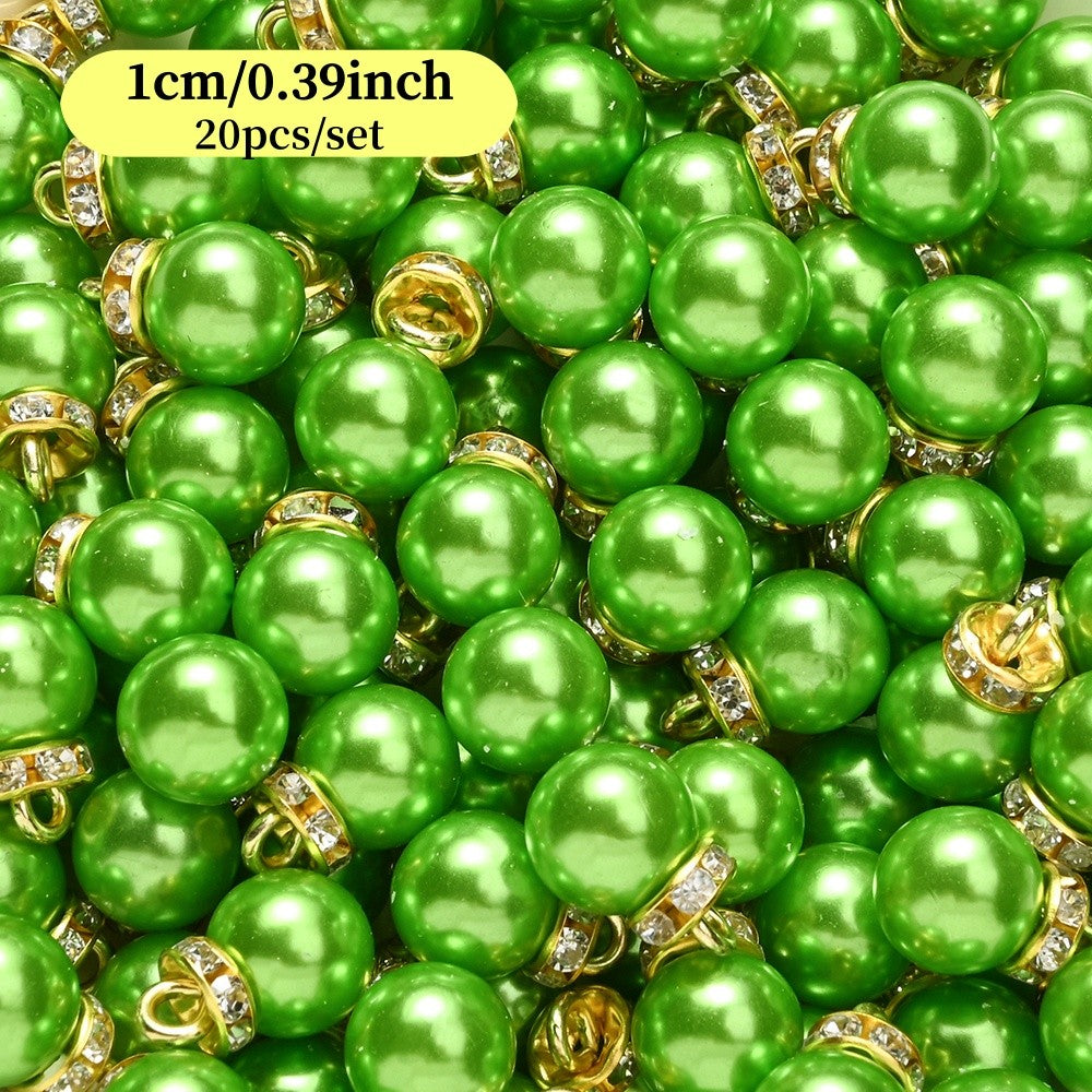 20pcs/set Shiny CCB Christmas Beads Pendant Classic Golden Rhinestone Spacer Beads For Earrings  Making Fashion Accessories