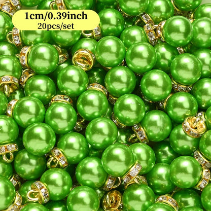 20pcs/set Shiny CCB Christmas Beads Pendant Classic Golden Rhinestone Spacer Beads For Earrings  Making Fashion Accessories
