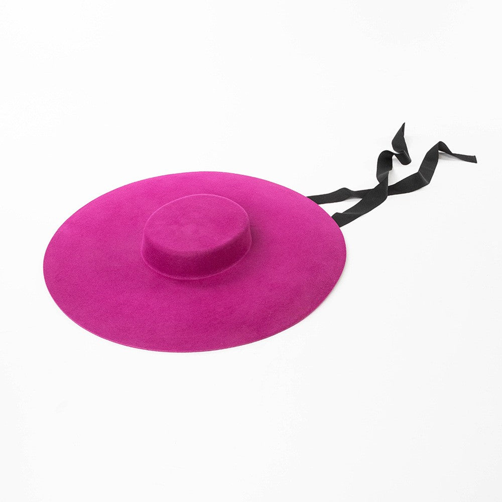 Chapéu de feltro de lã de 4cm de altura, aba grande de 15cm, chapéu fedora de copa rasa para homens e mulheres, chapéu de aba grande novo.