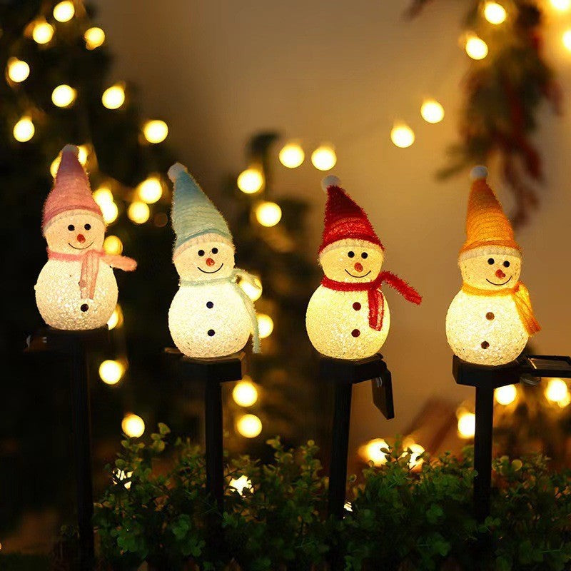 Solar-Powered Christmas Snowman Lights Warm White LED Cute Outdoor Garden Decor Perfect for Christmas Decorations Yard