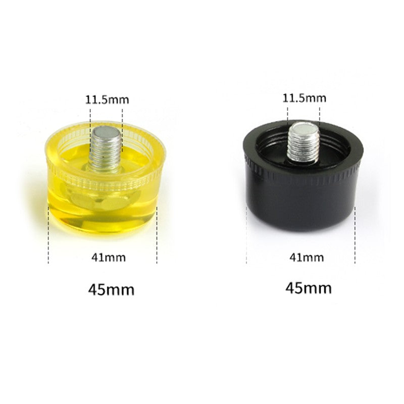 1 Par de Cabeças de Martelo de Borracha de Face Dupla 25mm 30mm 35mm 40mm 45mm Cabeças de Nylon Amarelas e Pretas