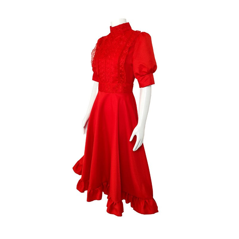 Movies Pearl Cosplay Costume Medieval Terror Red Dress for Women Girls Disguise Outfits Halloween Carnival Party Clothes