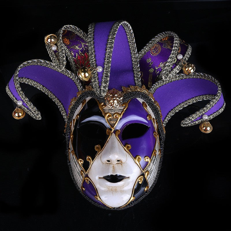 New Clown Mask Adult Masquerade Venice Retro Purple Masks Full Face Cosplay Scary Halloween Witch Mask Props Women Men