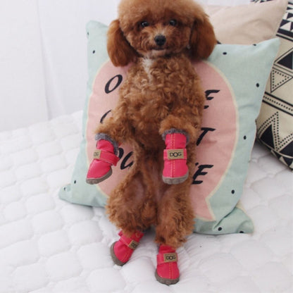 Botas de Chuva Quentes para Cães, Botas de Neve Impermeáveis para Pets, Sapatos Macios de Inverno para Cães, Pelúcia/PU Antiderrapante para Chihuahua, 4 Peças/Conjunto
