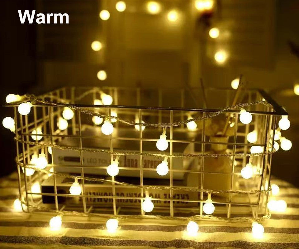 10M 80LED USB Ball String Lights Globe Fairy Lights Waterproof Garland Lights Warm White for Outdoor Wedding Party Garden Home