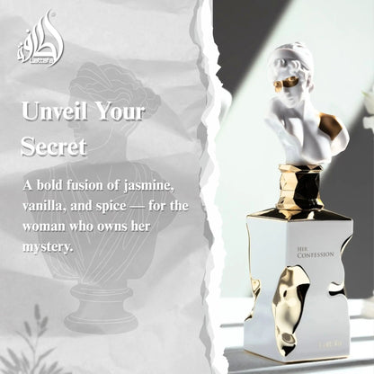 Lattafa Her Confession 3.40 Onças 100ml Perfume - Baunilha, Floral, Âmbar, Almíscar - Eau De Parfum Fragrância Feminina de Longa Duração