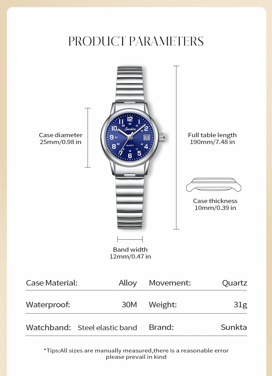 LIGE Sunkta Fashion Luxury Woman Watch Elegant Classic Simple Waterproof Calendar Stainless Belt Women's Wristwatch  Ladies Gift