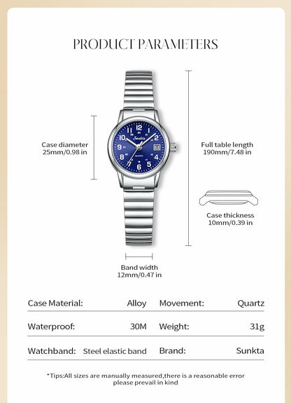 LIGE Sunkta Fashion Luxury Woman Watch Elegant Classic Simple Waterproof Calendar Stainless Belt Women's Wristwatch  Ladies Gift