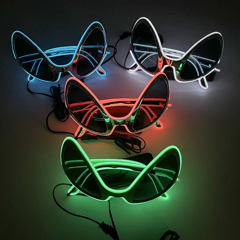 Led Glasses NightClub Masquerade Concert Club Neon Accessories Cool Vogue Flashing LED Futuristic Glasses Men Metal Cool Glasses