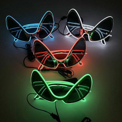 Led Glasses NightClub Masquerade Concert Club Neon Accessories Cool Vogue Flashing LED Futuristic Glasses Men Metal Cool Glasses