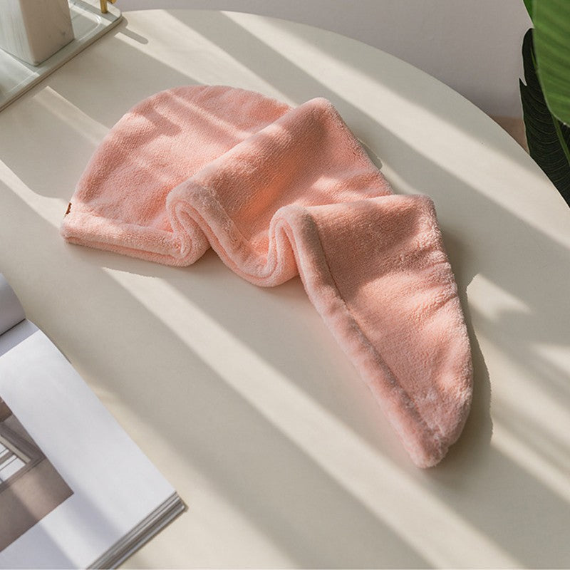 Care Cap with Button Microfiber Hair Towel Super Absorbent Hair Towel Wrap Fast Drying Hair Wraps Women Bathroom Accessories