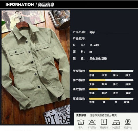 Spring Thin Shirt 2024 New Middle-aged Men's Retro Solid Color Hiking Fishing Top Simple Fashion Men's Long Sleeve Cargo Coat