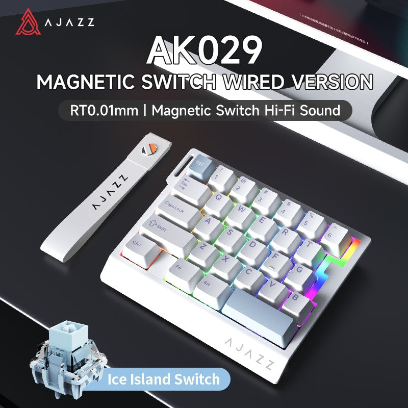 Teclado Gamer de Uma Mão AJAZZ AK029 Com Fio Chave Magnética HE 29 Teclas RGB 8000Hz Mini Teclado Mecânico para Jogadores de E-sports de PC