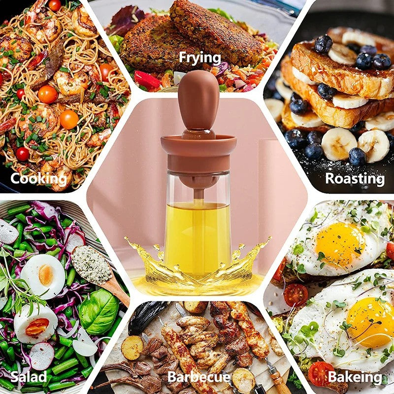 Measurable Seasoning Container Oil Bottle Kitchen Silicone Quantitative Outdoor with Brush Barbecue Spray Bottle Cooking Tools