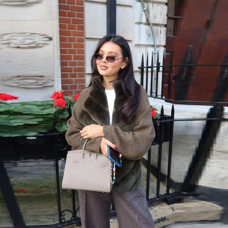 Vintage Faux Fur patchwork Jacket For Women Fashion Design Sense Long Sleeves Casual Coat 2025 Autumn Winter Female Streetwear