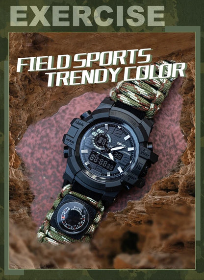 Outdoor Survival Watch Multifunctional Waterproof Military Tactical Paracord Watch Bracelet Camping Hiking Emergency Gear