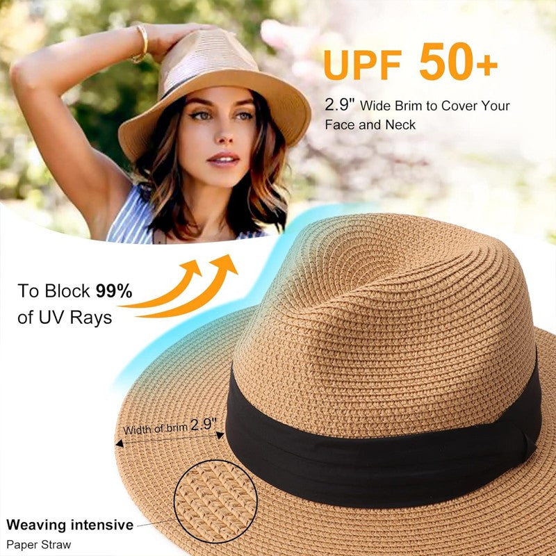 Chapéus de Sol Grandes Oversize para Homens Mulheres Praia Panamá Aba Larga Chapéu de Palha Senhora Chapéus de Sol de Verão Plus Size Chapéu Fedora 55-57cm 58-60cm