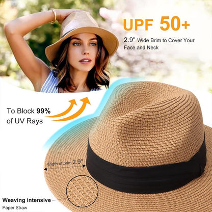 Chapéus de Sol Grandes Oversize para Homens Mulheres Praia Panamá Aba Larga Chapéu de Palha Senhora Chapéus de Sol de Verão Plus Size Chapéu Fedora 55-57cm 58-60cm
