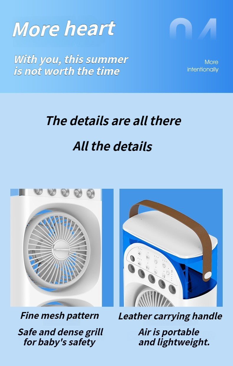 Multi-Function Mist Fan with Oscillating Air Conditioner, Aromatherapy, Colorful Lights & Timer for Home Office Use