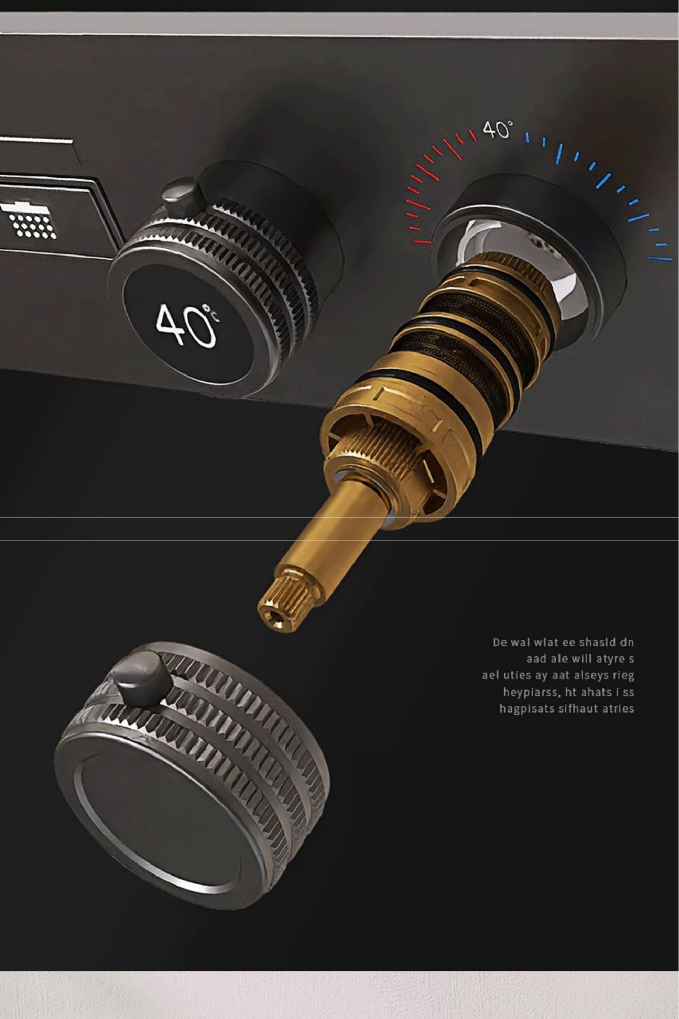 Luxury gun gray brass shower system with ceiling design Hidden LED digital display Dual control of Hot & Cold  bathroom Faucet