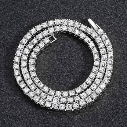 Corrente de Tênis Hip Hop 5MM, Pulseira e Colar Iced Out, Masculino, Moda Prata, Correntes de Tênis, Feminino, Gargantilha 20 polegadas, Presente Punk