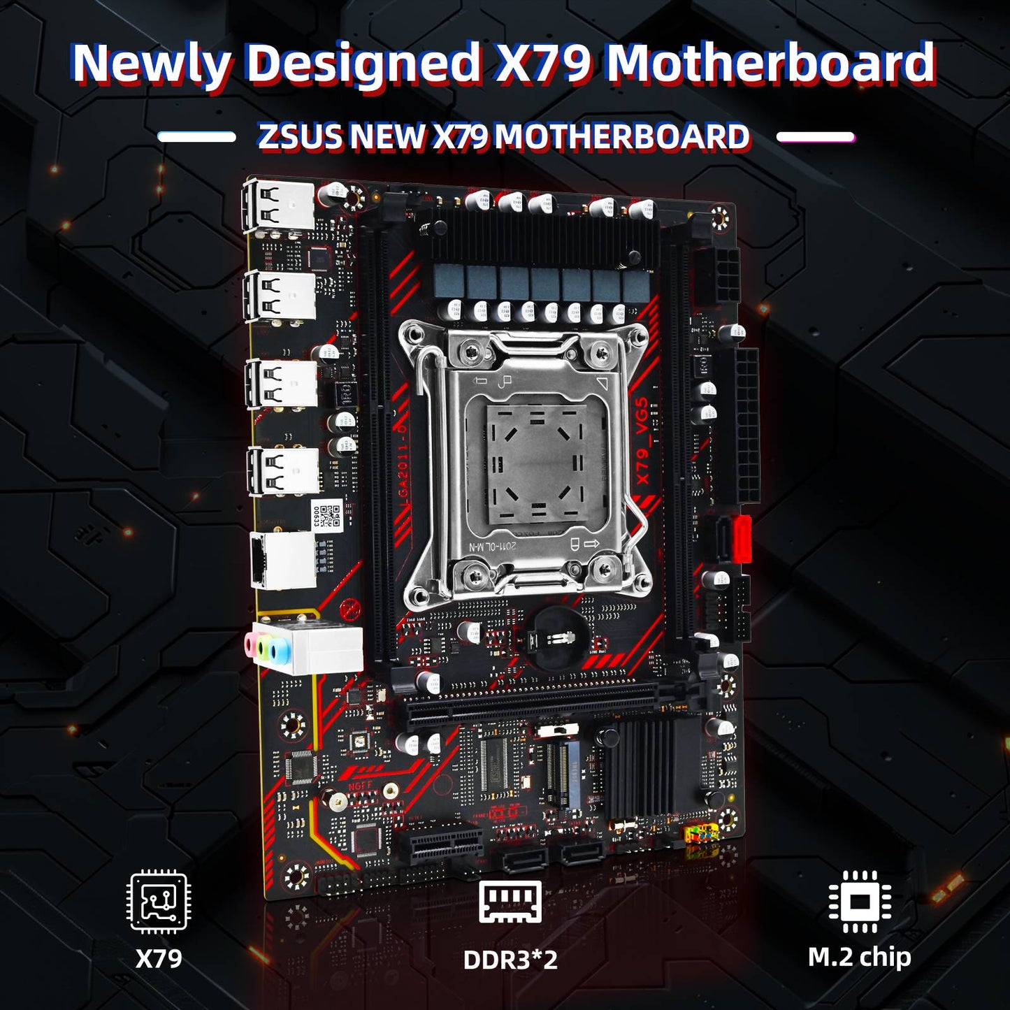 Kit Placa Mãe ZSUS X79 com Processador Intel LGA2011 Xeon E5 2630 V2 Memória RAM ECC DDR3 1*16GB Suporte Slot M.2 NVME