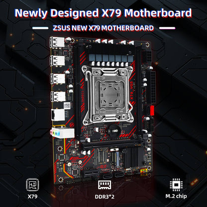Kit Placa Mãe ZSUS X79 com Processador Intel LGA2011 Xeon E5 2630 V2 Memória RAM ECC DDR3 1*16GB Suporte Slot M.2 NVME
