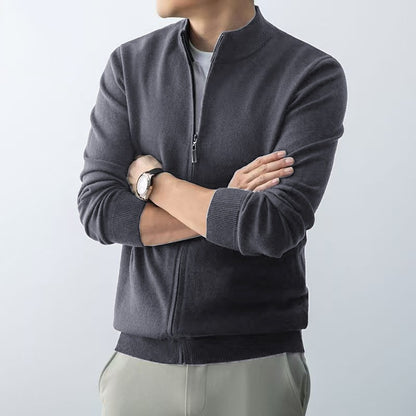 Animal Game Men's Zipper Cardigan Sweater Slim Fit Sweaters Stand Knitwear Jumper Warm Cold Blouse Zip Long Sweatcoats