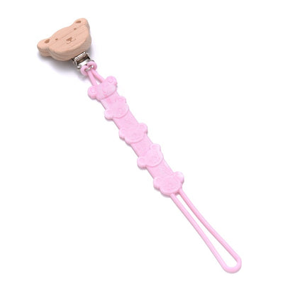 Cartoon Animal Wooden Baby Pacifier Clip Silicone Teether Nipple Holder Chain For Baby Dummy Anti-Drop Chain Oral Care Chew Toy