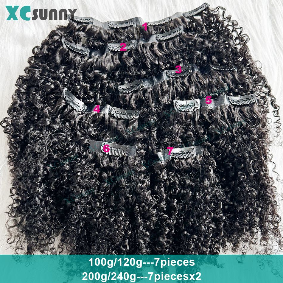 Apliques Cacheado Crespo PU Com Presilhas Cabelo Humano 200g Sem Emenda Apliques de Cabelo Humano Com Presilhas Dupla Camada em Fita Invisível Para Mulheres