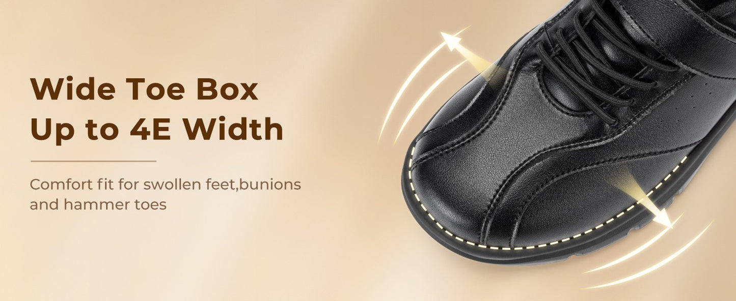 Fittington Diabetic Shoes For Men Extra Wide Width Velcro Walking Shoes Water-Repellent Slip On Leather Sneakers For Diabetic S