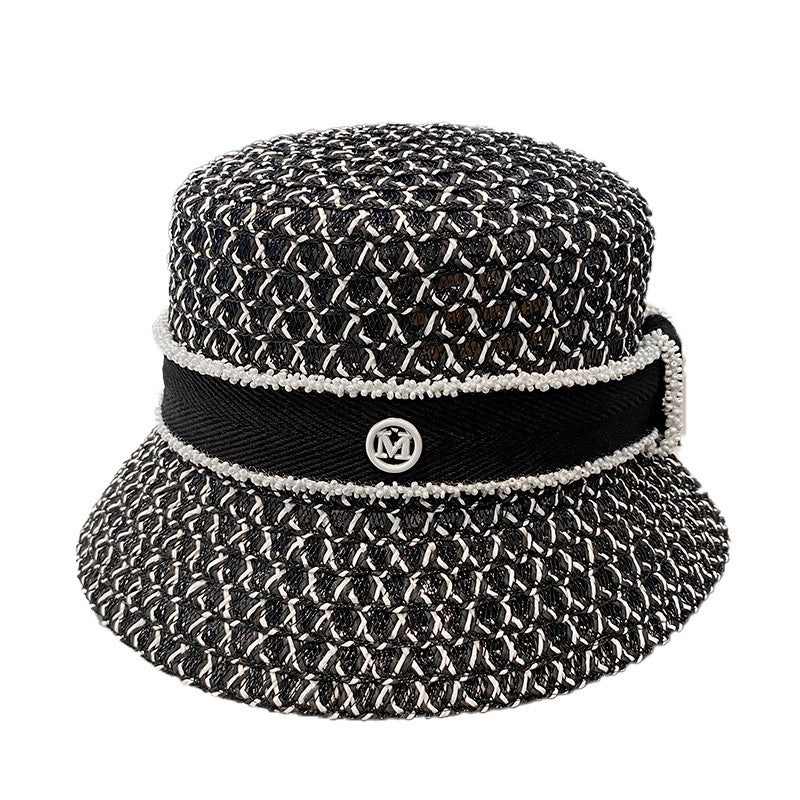 Chapéu de Pescador Vazado Respirável Coreano, Chapéu Tipo Bacia Personalizado, Chapéu Bucket Diamantado da Moda para Passeios de Verão Femininos