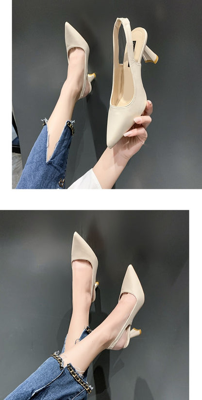 Sapatos Femininos de Verão com Salto Agulha, Bico Fino, PU Respirável, Confortáveis e Elegantes, Boca Rasa, Sandálias Sensuais
