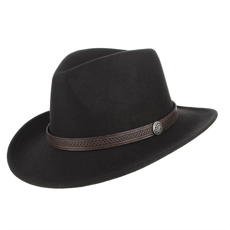 Autumn Winter Western Cowboy Hat for Men Women Wide Brim Fedora Jazz Hats Cowgirl Hat with Belt