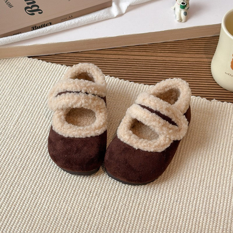 Children's Cotton Shoes 1-18 Years Old Beige Padded Thickened Boys Girls Walking Shoes Brown Soft Bottom Non-slip Kids Fur Shoes